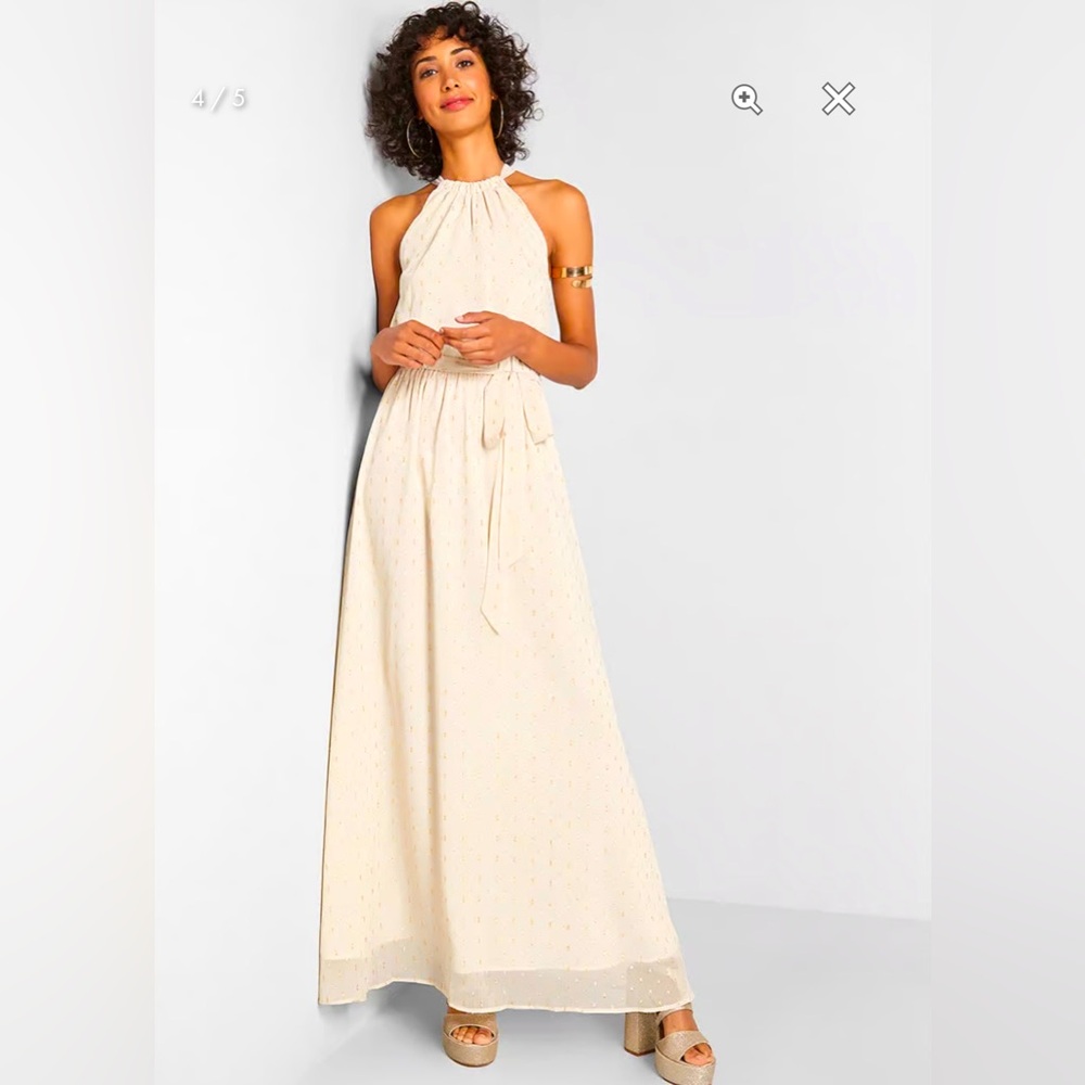 🆕#256 NWT ~ MODCLOTH Illuminated Elegance Chiffon Maxi Dress, Size small
